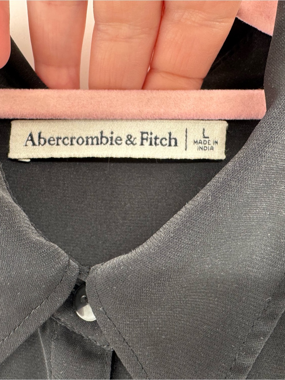 Abercrombie & Fitch Black Twist Front Bell Sleeve Dress Capsule Basic Size Large - Picture 8 of 9